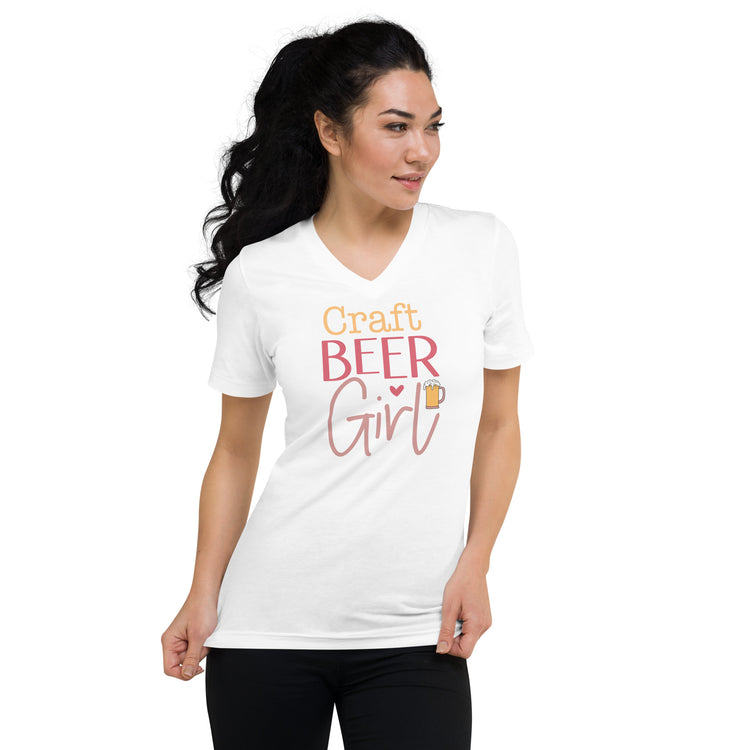 Craft Beer Girl - Unisex Short Sleeve V-Neck T-Shirt