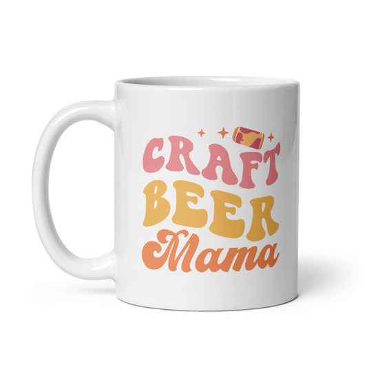 Craft Beer Mama- White Glossy Mug (Left-Handed)