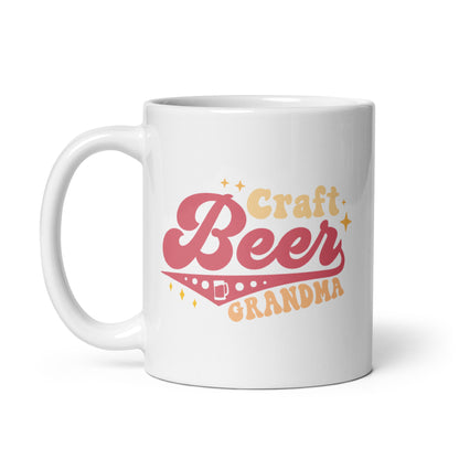 Craft Beer Grandma - White Glossy Mug (Left-Handed)