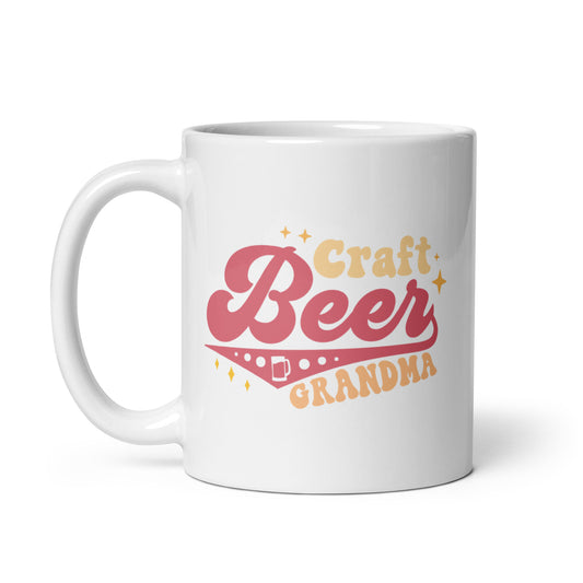 Craft Beer Grandma - White Glossy Mug (Left-Handed)