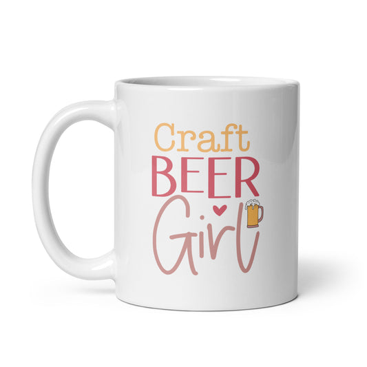 Craft Beer Girl - White Glossy Mug (Left-Handed)