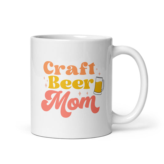 Craft Beer Mom - White Glossy Mug (Right-Handed)