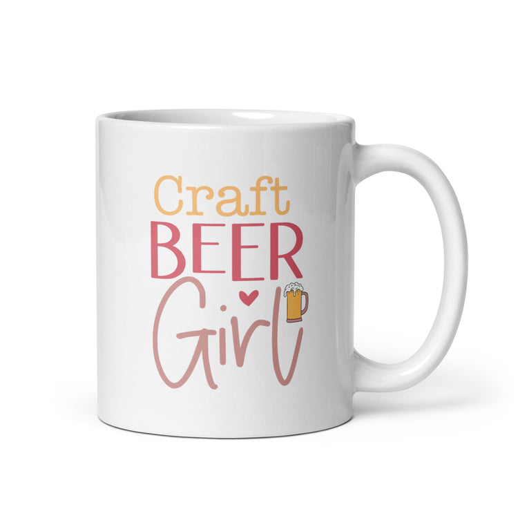 Craft Beer Girl - White Glossy Mug (Right-Handed)