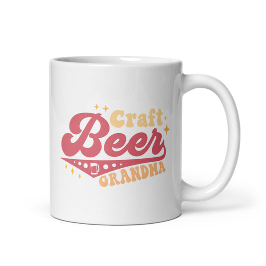 Craft Beer Grandma - White Glossy Mug (Right-Handed)