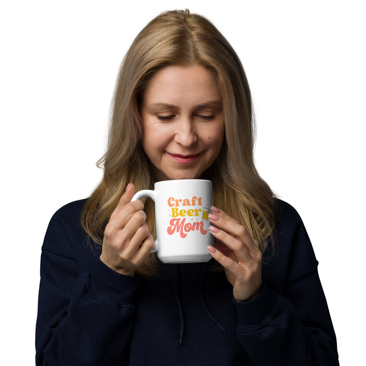 Craft Beer Mom - White Glossy Mug (Left-Handed)