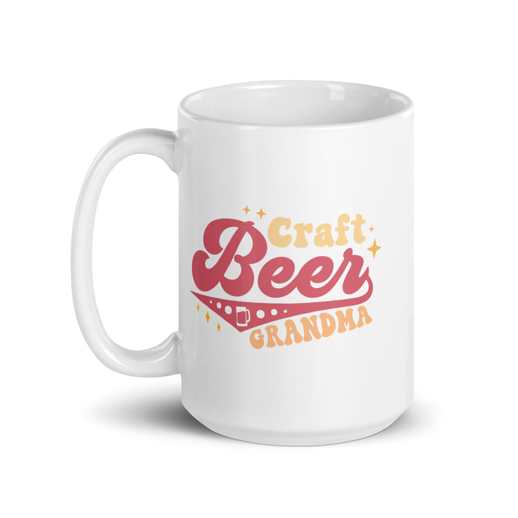 Craft Beer Grandma - White Glossy Mug (Left-Handed)