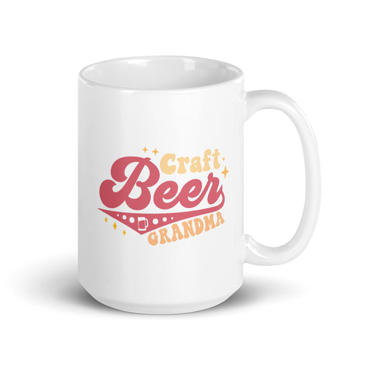 Craft Beer Grandma - White Glossy Mug (Right-Handed)