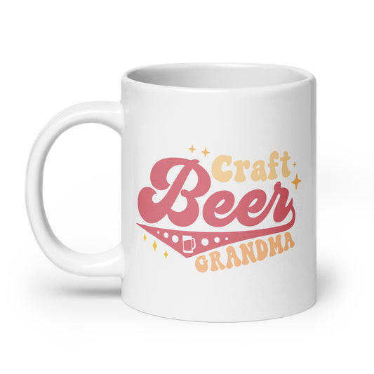 Craft Beer Grandma - White Glossy Mug (Left-Handed)