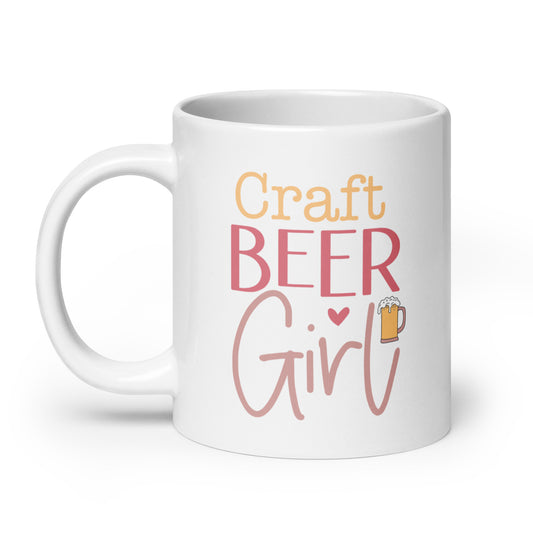 Craft Beer Girl - White Glossy Mug (Left-Handed)