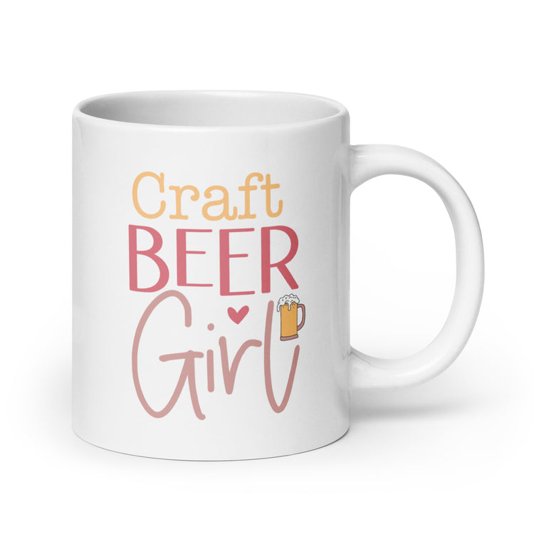 Craft Beer Girl - White Glossy Mug (Right-Handed)